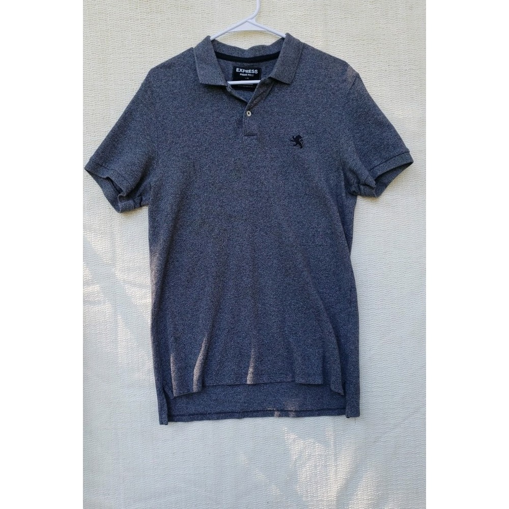 Express Polo Logo Casual Men's Grey Short Sleeve Large Cotton